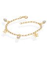 Pulseira com Duas Borboletas Tres Perolas com Alongador - CE - 13mm x 160mm - 2.53gr