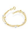 Pulseira Tripla c/ Bolinha 3mm /Cingapura/ Perola 3mm   - CS - 1mm x 220mm - 2.34gr