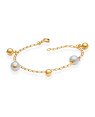 Pulseira c/ 3 Bola Dupla 6mm 2 Perola 8mm - CE - 8mm x 180mm - 3.20gr