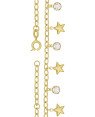 Pulseira c/ 3 Estrelas Duplas  Chatao c/ Pedra  - CE - 6mm x 160mm - 1.92gr