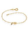 Pulseira c/ Urso Duplo e Pedra - CE - 8mm x 140mm - 1.25gr