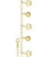 Pulseira c/ 3 Coroa Reticulada e 2 Bola Lisa - CE - 1mm x 180mm - 3.42gr