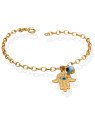 Pulseira c/ Mao de Fatima (Resina)  e Olho Grego 6mm  - CE - 16mm x 180mm - 3.50gr