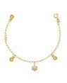 Pulseira c/ 1 Fllor 7mm 3 Bolas Abs Along 2cm c/ Rodio - CS - 14mm x 170mm - 1.34gr