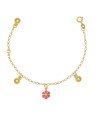Pulseira c/ 1 Flor 7mm 3 Bolas Abs Along 2cm c/ Resina - CS - 14mm x 170mm - 1.37gr