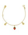 Pulseira c/ 1 Morango 3 Bolas Abs Along 2cm c/ Resina - CS - 14mm x 170mm - 1.33gr