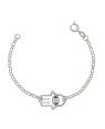 Pulseira AG c/ 1 Mao de Fatima 20mm Vazada c/ Resina - G3 - 20mm x 180mm - 2.40gr