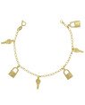 Pulseira 18cm c/ 3 Chaves 3 Cadeados - CE - 19mm x 180mm - 3.90gr