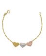 Pulseira Cingapura 3 Coracoes 12mm Lisos (3 ouros) - CE - 10mm x 180mm - 1.80gr
