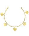 Pulseira Berloque c/ 3 Coracoes I Love Music e 2 Coracoes Lisos - CE - 16mm x 180mm - 3.00gr