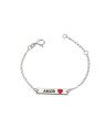 Pulseira AG Placa Est. Amor e Coracao  (Resina) c/ Along - G5 - 4mm x 140mm - 1.55gr