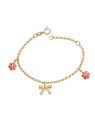 Pulseira c/ 1 Lacinho 2 Flores c/ Resina Along 2cm - CS - 10mm x 140mm - 2.18gr