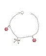 Pulseira AG c/ 1 Lacinho 2 Flores c/ Resina Along 2cm - G5 - 11mm x 140mm - 1.88gr