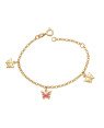 Pulseira c/ 2 Borboleta Dp 1 Borboleta Resina Rosa Pastel - CS - 1mm x 140mm - 2.40gr