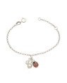 Pulseira AG 1 Joaninha 1 Perola 4mm 1 1/2 Bola Along 2cm - G6 - 16mm x 14mm - 1.97gr