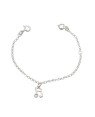 Pulseira AG Nota Musical p/ Pedra Chaton Along 2cm c/ Coracao Dp  - G5 - 8mm x 140mm - 1.44gr