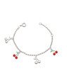 Pulseira AG c/ 2 Cereja Lisa 2 Cereja c/ Resina  Along 2cm  - G6 - 8mm x 140mm - 1.95gr