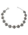Pulseira AG (Envelhecida) 18cm c/ 13 Flor Camelia 10mm - G3 - 10mm x 180mm - 8.89gr