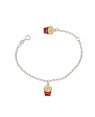 Pulseira AG c/ 2 Batata Frita c/ Resina (Amarelo/Vermelho) - G6 - 8mm x 140mm - 1.81gr