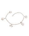 Pulseira AG c/ 2 Lacos 8mm 2 Camelia 7,5mm (12cm+2cm)  - G3 - 8mm x 140mm - 2.17gr