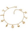 Pulseira 18cm + 2cm Along c/ 11 Acessorios do Mar  - CE - 8mm x 200mm - 3.67gr
