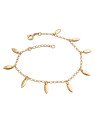 Pulseira 18cm + 2cm Along c/ 9 Folhinhas Abaulada  - CE - 4mm x 200mm - 2.80gr