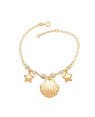 Pulseira 6 Perolas  2 Estrelas Lisa 1 Concha (18+2) - CE - 20mm x 200mm - 4.91gr