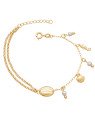 Pulseira Buzio/3 Perolas/Concha/Cavalo Marinho - CE - 9mm x 200mm - 3.34gr