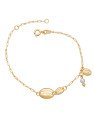 Pulseira 18cm + 2cm Along Corrente Cartie p/ 3 Buzios 1 Perola  - CE - 13mm x 200mm - 2.42gr