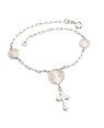 Pulseira AG Cartie c/ 3 Medalhas Sao Bento  1 Cruz  - G3 - 12mm x 180mm - 3.41gr