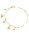 Pulseira c/ Bracelete Meia Cana c/ 5 Estrelas Diamantadas - CS - 1mm x 1mm - 3.50gr