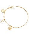 Pulseira c/ Bracelete p/ 2 Sao Bento 1 Cruz Palito  - CS - 1mm x 1mm - 3.80gr