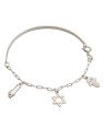 Pulseira AG c/ Bracelete p/ Figa Estrela Davi Mao de Fatima - G5 - 1mm x 1mm - 3.17gr