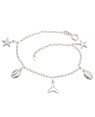 Pulseira Ag c/ 1 Rabo de Sereia 2 Buzio 2 Estrela do Mar - G3 - 19mm x 180mm - 2.39gr