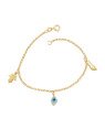 Pulseira c/ 1 Mao de Fatima 1 Olho Grego 1 Figa  - CE - 6mm x 180mm - 2.60gr