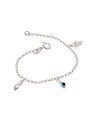 Pulseira Ag c/1 Mao de Fatima 1 Olho Grego 1 Figa  - G3 - 18mm x 180mm - 2.38gr