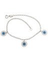 Pulseira Ag c/ 3 Olho Grego (Branco Azul Preto) - G3 - 9mm x 180mm - 2.59gr