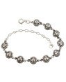 Pulseira Ag 14+6cm (envelhecida) c/ 10 Sol Mini  Duplo ( Com Carinha ) - G3 - 8mm x 200mm - 5.26gr