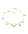 Pulseira Cartie Lua c/ Estrela Vazada 4 Luas lisa 2 Estrelas Diamantada - CE - 6mm x 180mm - 2.50gr