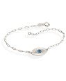 Pulseira Ag Cartie Olho Grego Diamantado (Branco Azul Preto) - G3 - 9mm x 180mm - 2.27gr