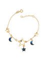 Pulseira c/ 4 Estrelas 2 Luas (Azul Escuro) - CE - 17mm x 180mm - 2.60gr