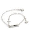 Pulseira AG c/ Placa "Temor A Deus" 1 Cruz 1 Ancora - G3 - 14mm x 180mm - 2.14gr
