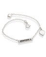 Pulseira AG Placa Est."Gratidao" c/ 2 Coracoes Duplos - G3 - 8mm x 180mm - 2.44gr