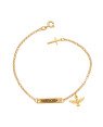 Pulseira Placa Est."Sabedoria" c/ 1 Espirito Santo 1 Cruz - CE - 12mm x 180mm - 2.41gr