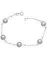 Pulseira AG c/ 5 Bolas 8mm Corrente Cartie - G3 - 8mm x 180mm - 4.95gr