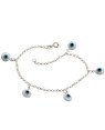 Pulseira AG Elo Portugues c/ 5 Olho Grego Borda Diamantada - G3 - 10mm x 180mm - 2.29gr