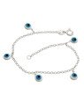 Pulseira AG 18cm Elo Portugues c/ 5 Olho Grego 6mm - G3 - 6mm x 180mm - 2.06gr