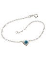 Pulseira AG Elo Portugues c/ 1 Olho Grego Coracao  - G3 - 7mm x 180mm - 1.37gr
