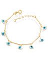 Pulseira c/ Corrente c/ Palito E Navete Olho Grego 6mm - CS - 6mm x 180mm - 2.20gr