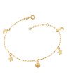 Pulseira c/ 2 Luas 2 Estrelas 1 Redondo 6mm Diamantados  - CE - 6mm x 180mm - 1.80gr
